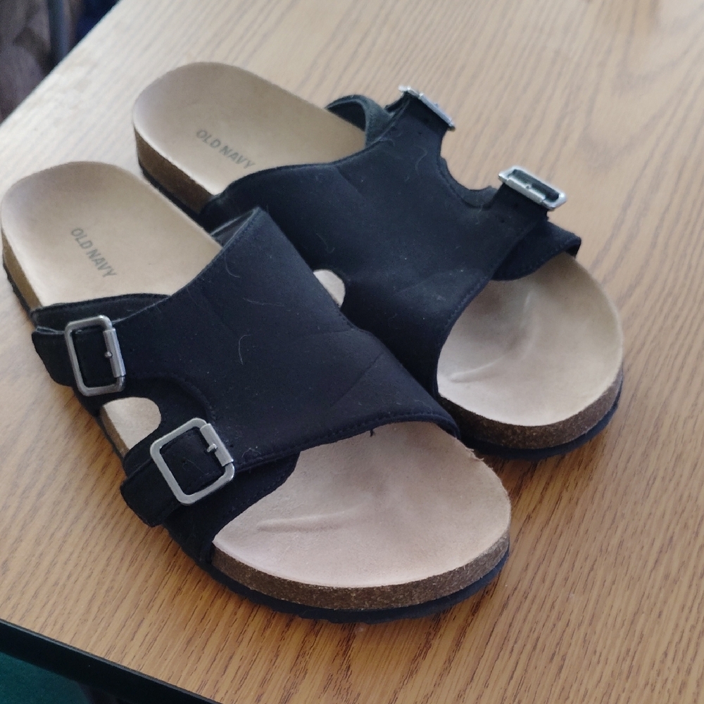 Old Navy Black Slide Sandals with Buckles